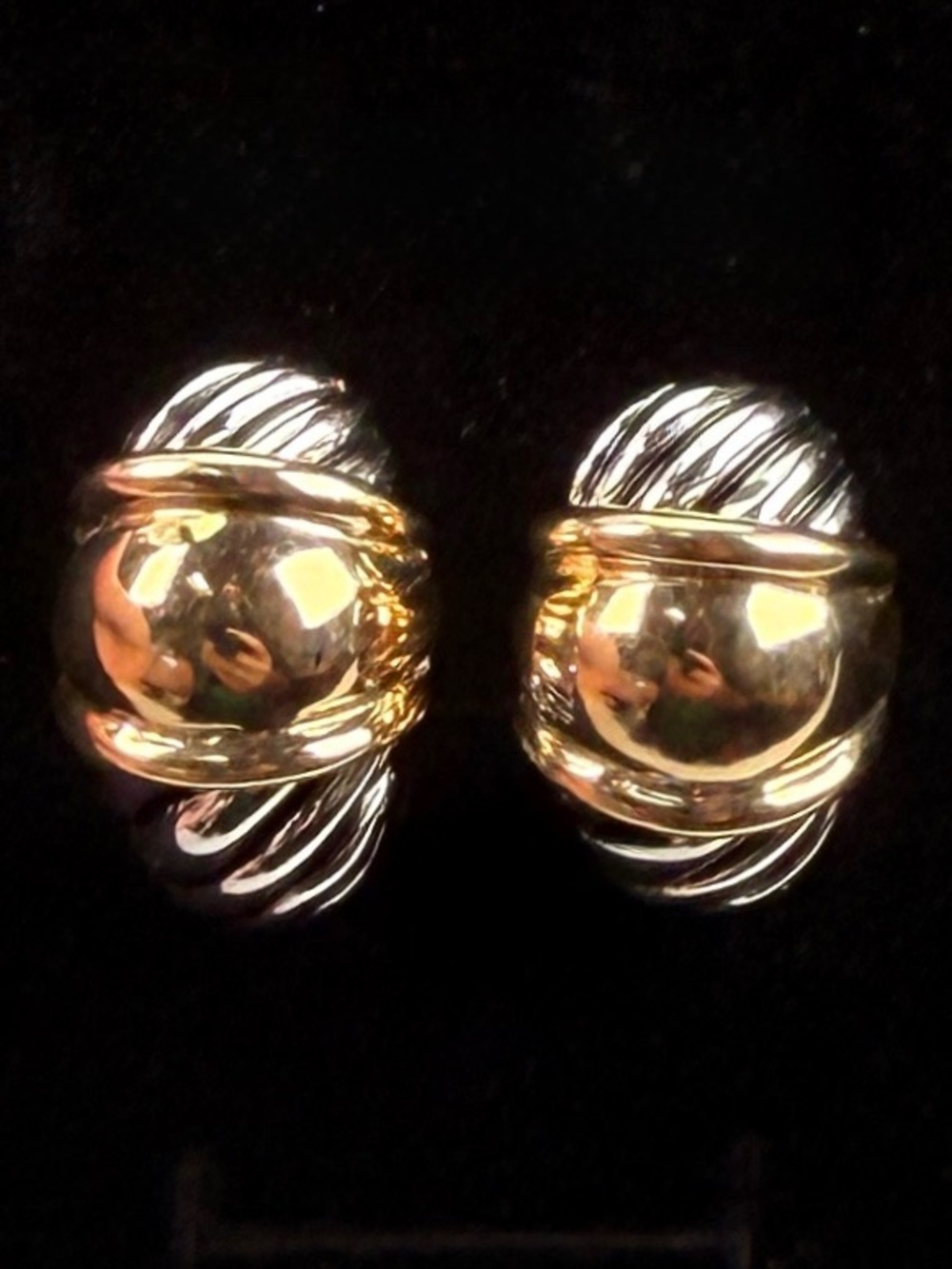 Vintage Silvertone Goldtone Two-tone Renaissance Revival Design Pierced Earrings - Picture 1 of 4